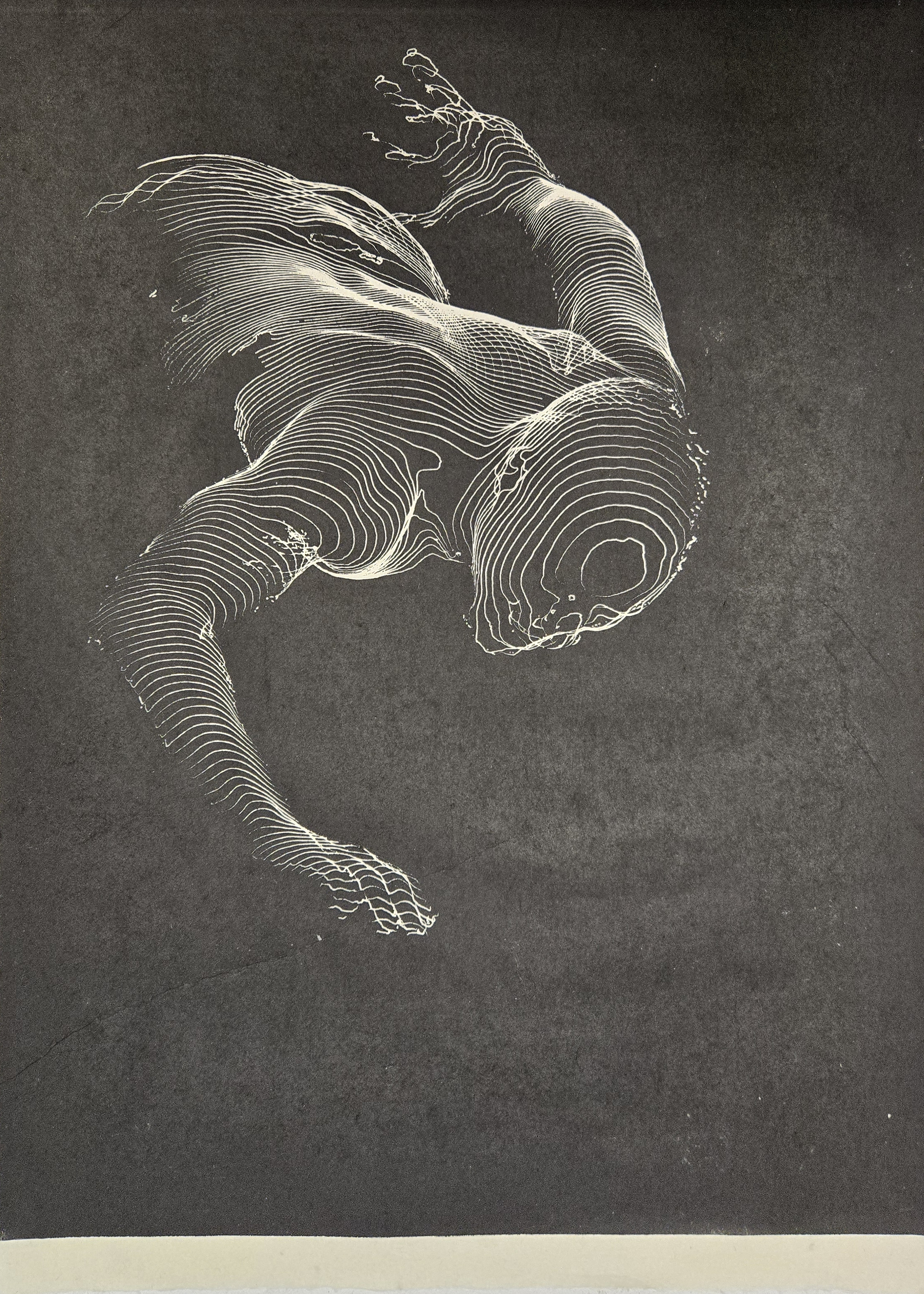 A print of a man falling in slow motion.